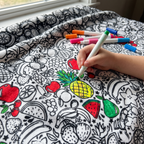 Malowany Koc – zbliżenie materiału i detali